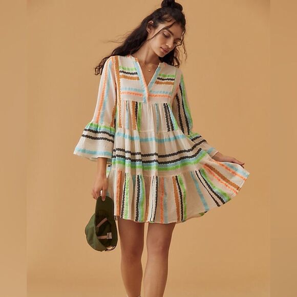 free people rhiannon embroidered dress Devotion Twins Black/Blue Short Ella Dress – Hills Boutique main image 0